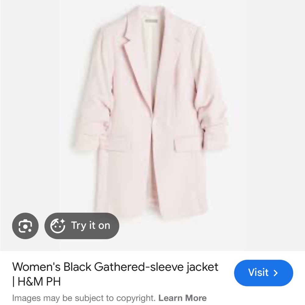 H&M Light Pink Long Tailored Blazer Size XS